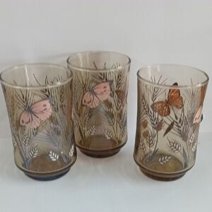 Set of 3 Butterfly Glass Tumblers